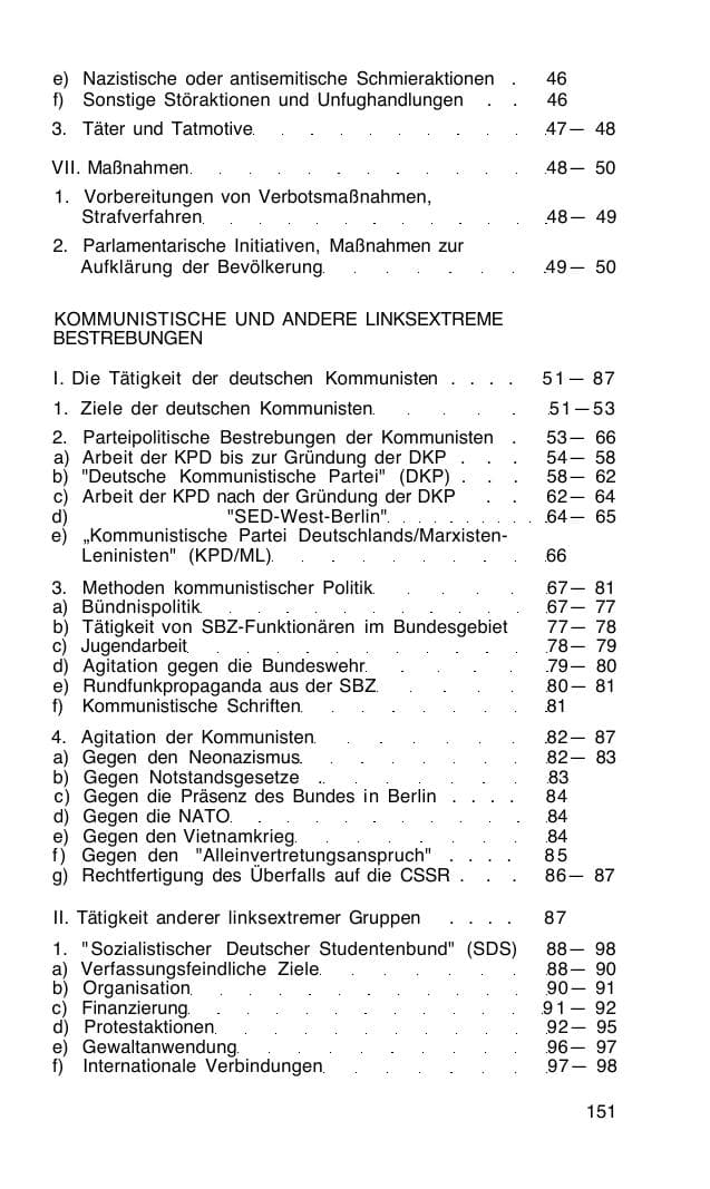 Seite 152 des Verfassungsschutzbericht 1968 Bund