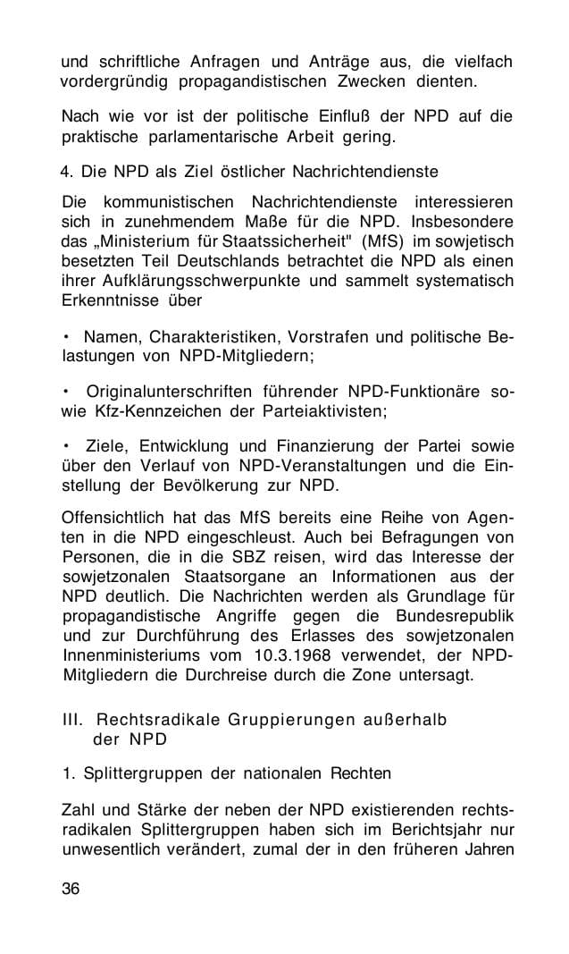 Seite 37 des Verfassungsschutzbericht 1968 Bund