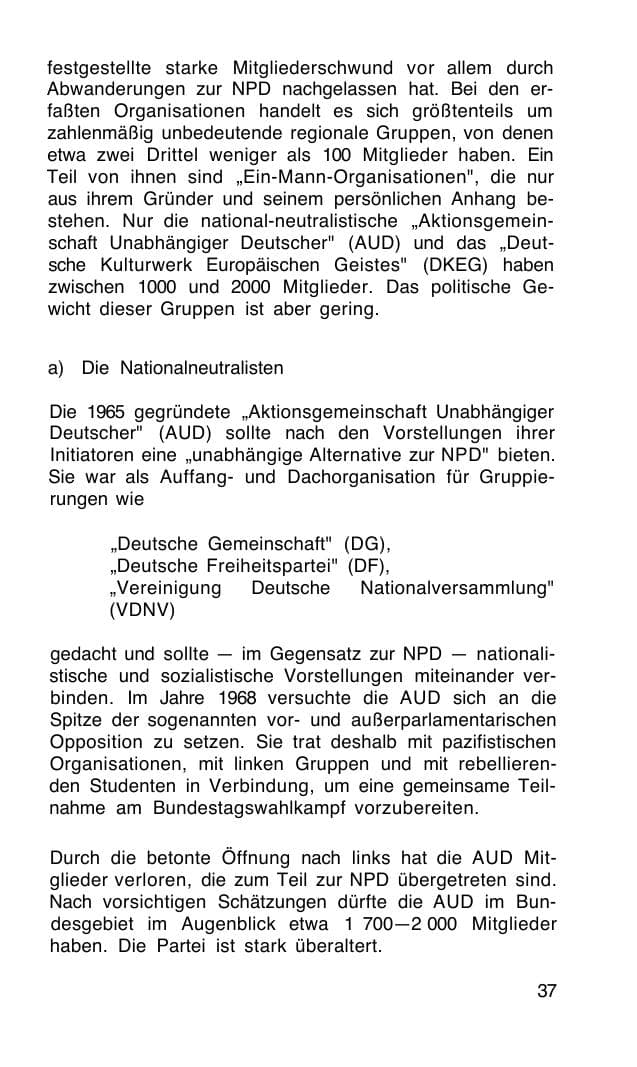 Seite 38 des Verfassungsschutzbericht 1968 Bund