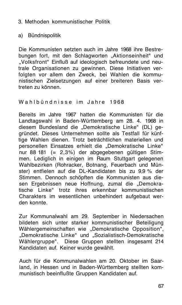 Seite 68 des Verfassungsschutzbericht 1968 Bund