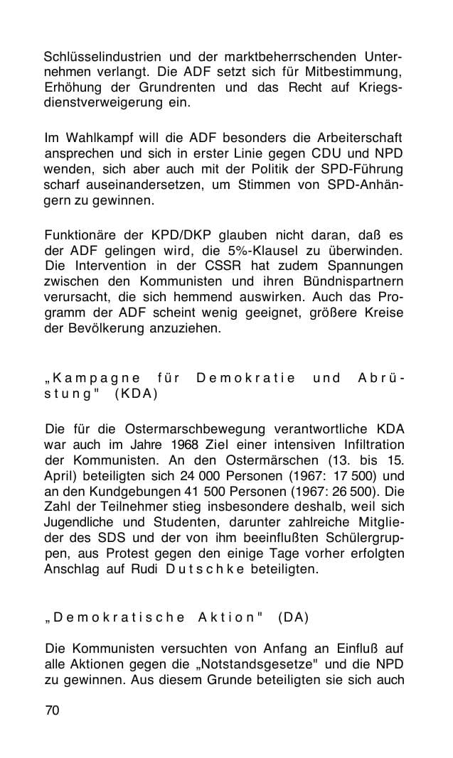 Seite 71 des Verfassungsschutzbericht 1968 Bund