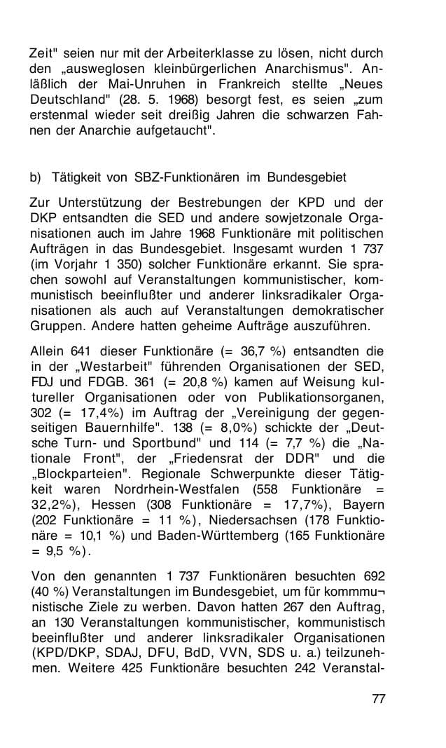 Seite 78 des Verfassungsschutzbericht 1968 Bund