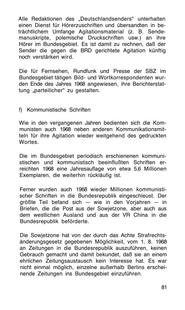 Seite 82 des Verfassungsschutzbericht 1968 Bund