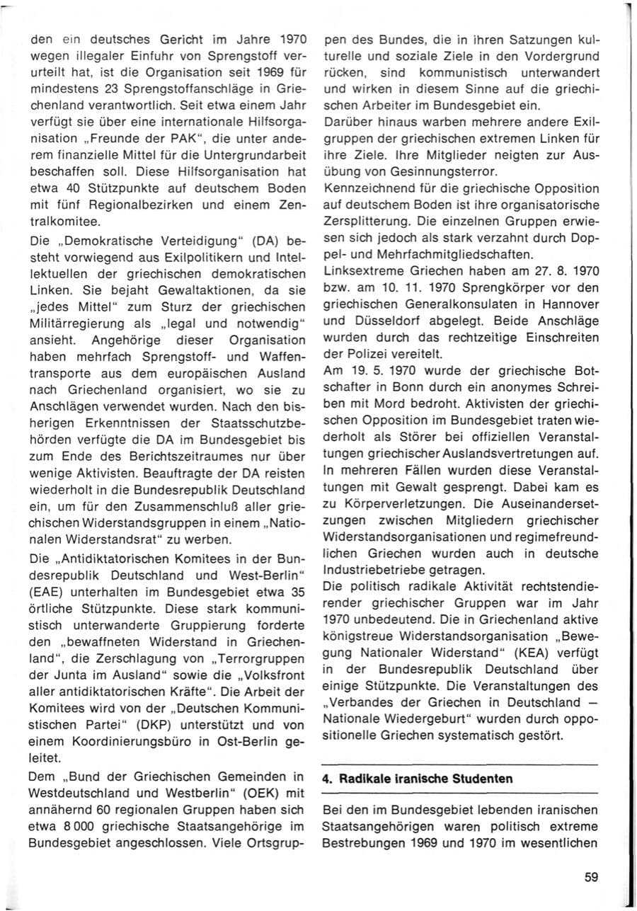 Seite 63 des Verfassungsschutzbericht 1970 Bund