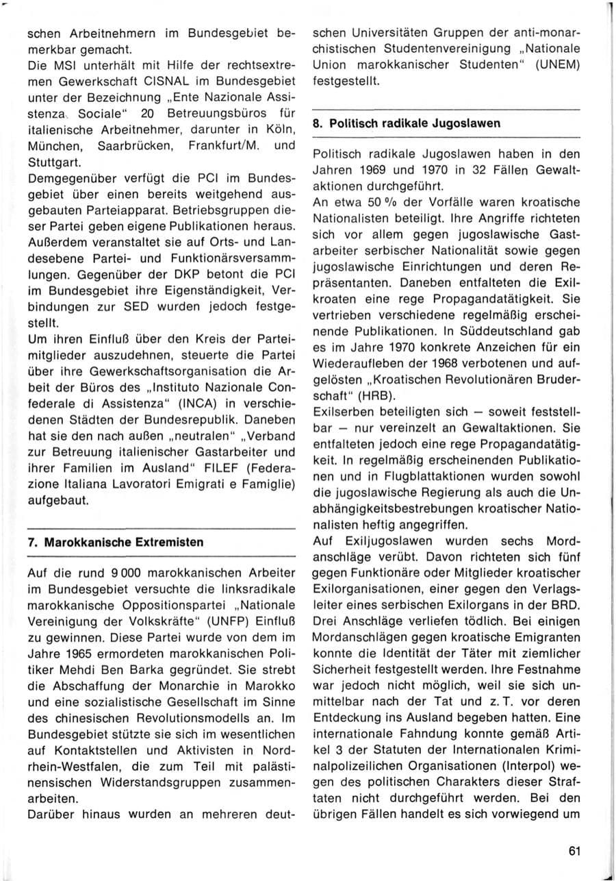 Seite 65 des Verfassungsschutzbericht 1970 Bund