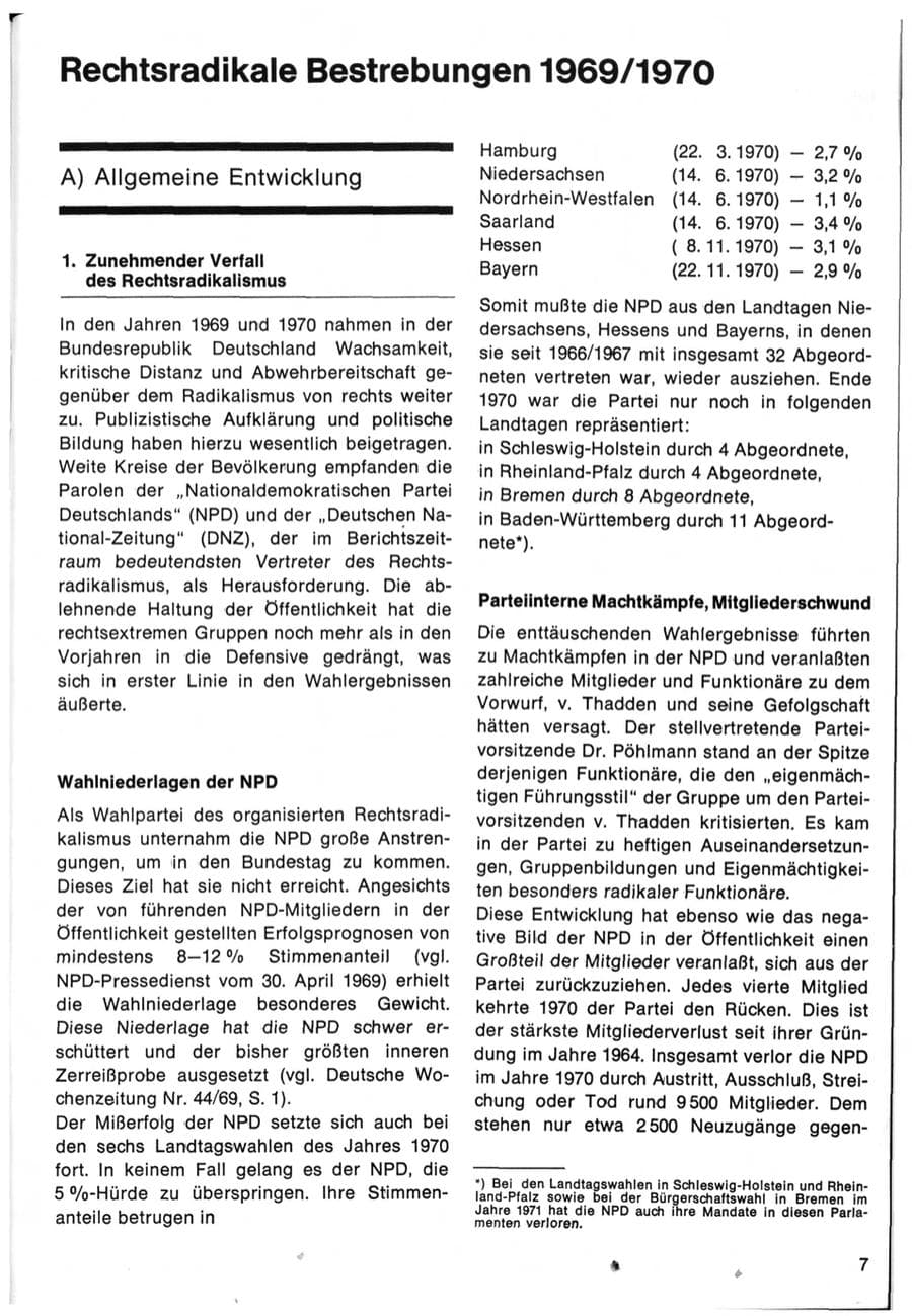 Seite 9 des Verfassungsschutzbericht 1970 Bund