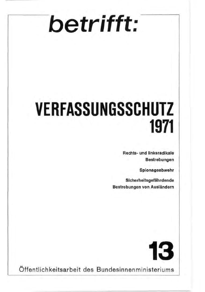 Seite 2 des Verfassungsschutzbericht 1971 Bund