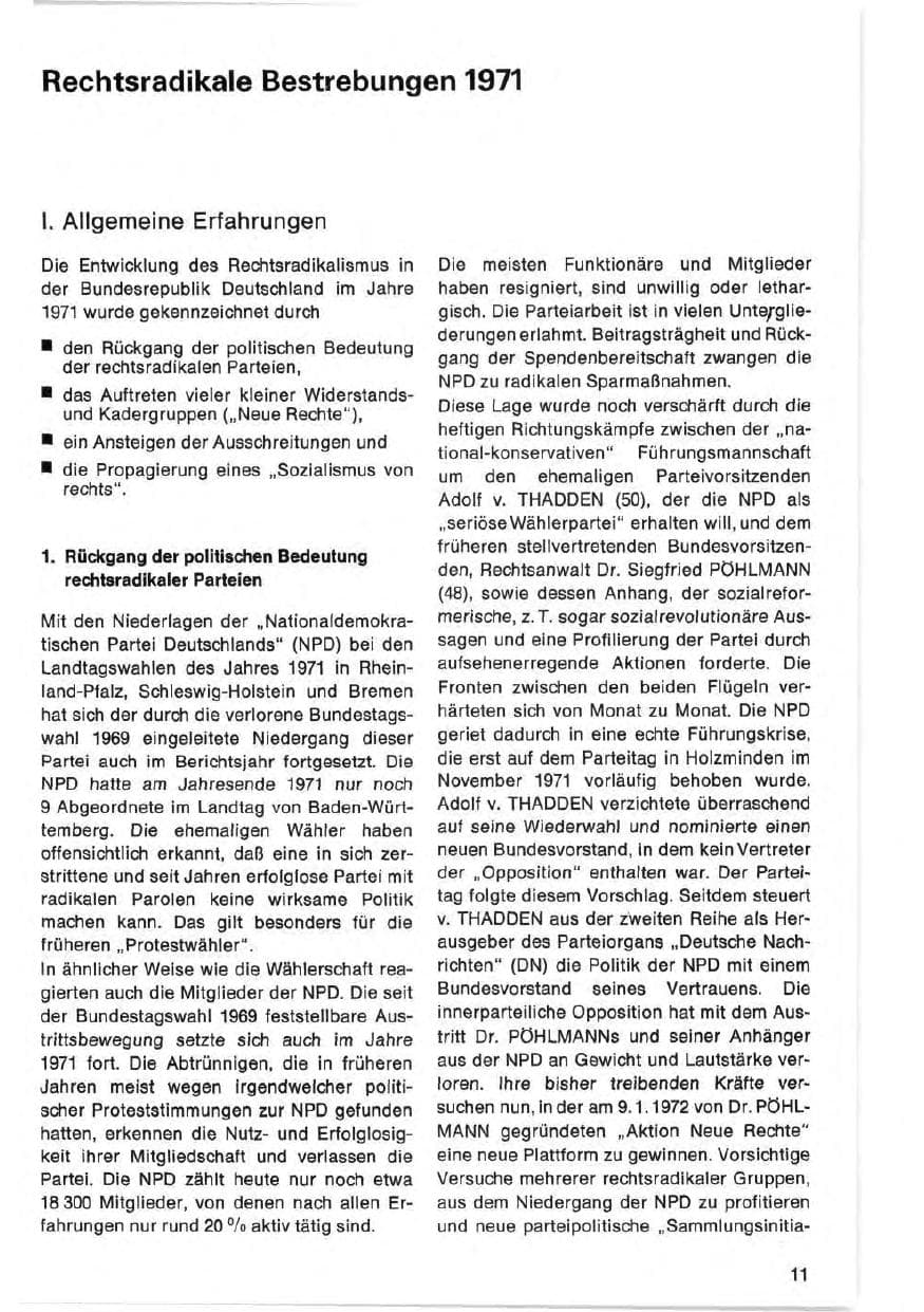 Seite 11 des Verfassungsschutzbericht 1971 Bund