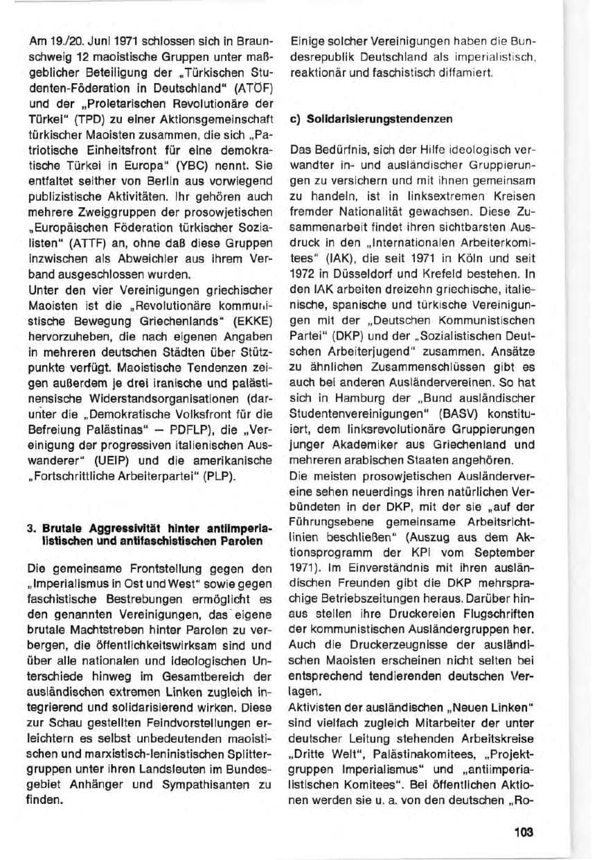 Seite 103 des Verfassungsschutzbericht 1971 Bund