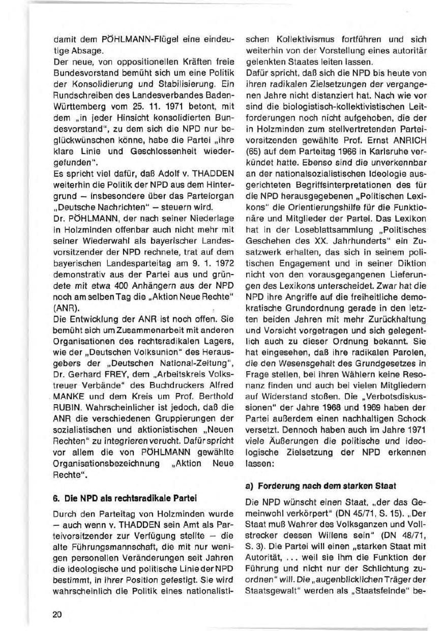 Seite 20 des Verfassungsschutzbericht 1971 Bund