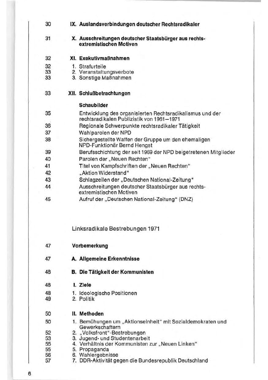 Seite 6 des Verfassungsschutzbericht 1971 Bund