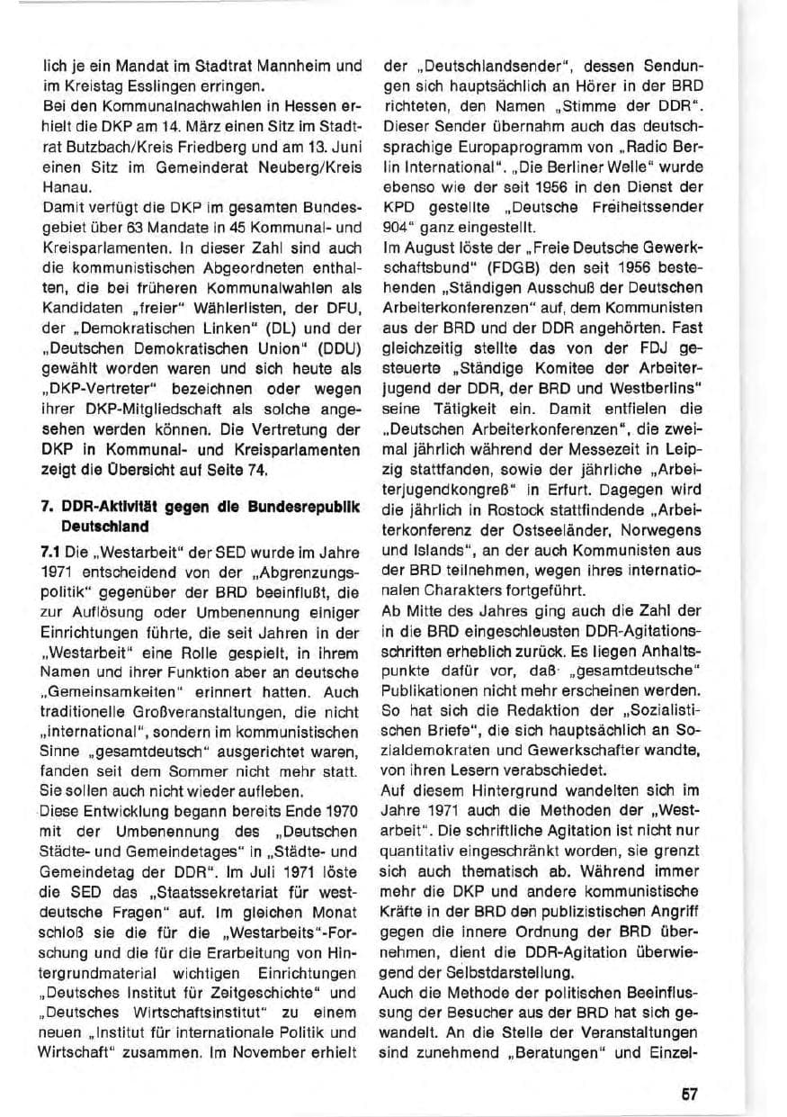 Seite 57 des Verfassungsschutzbericht 1971 Bund