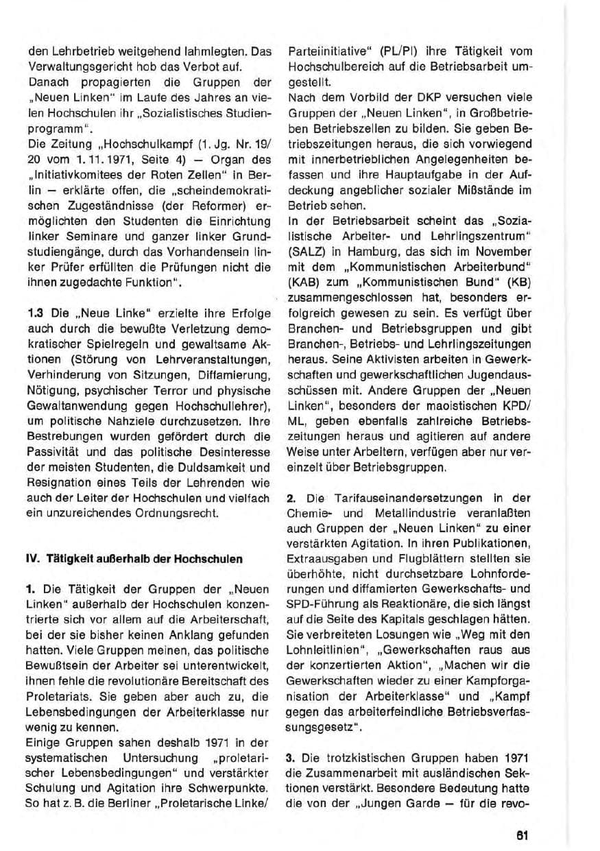 Seite 61 des Verfassungsschutzbericht 1971 Bund