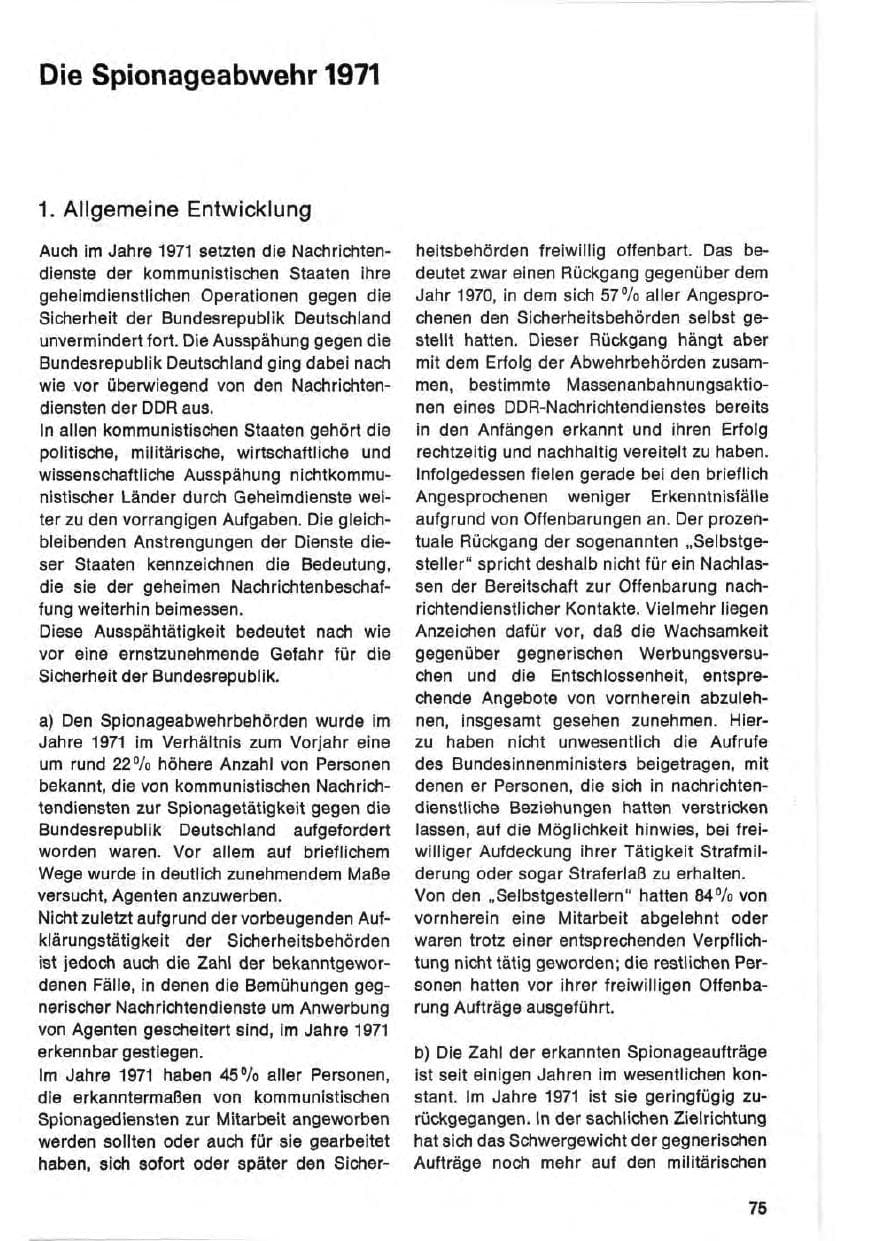 Seite 75 des Verfassungsschutzbericht 1971 Bund