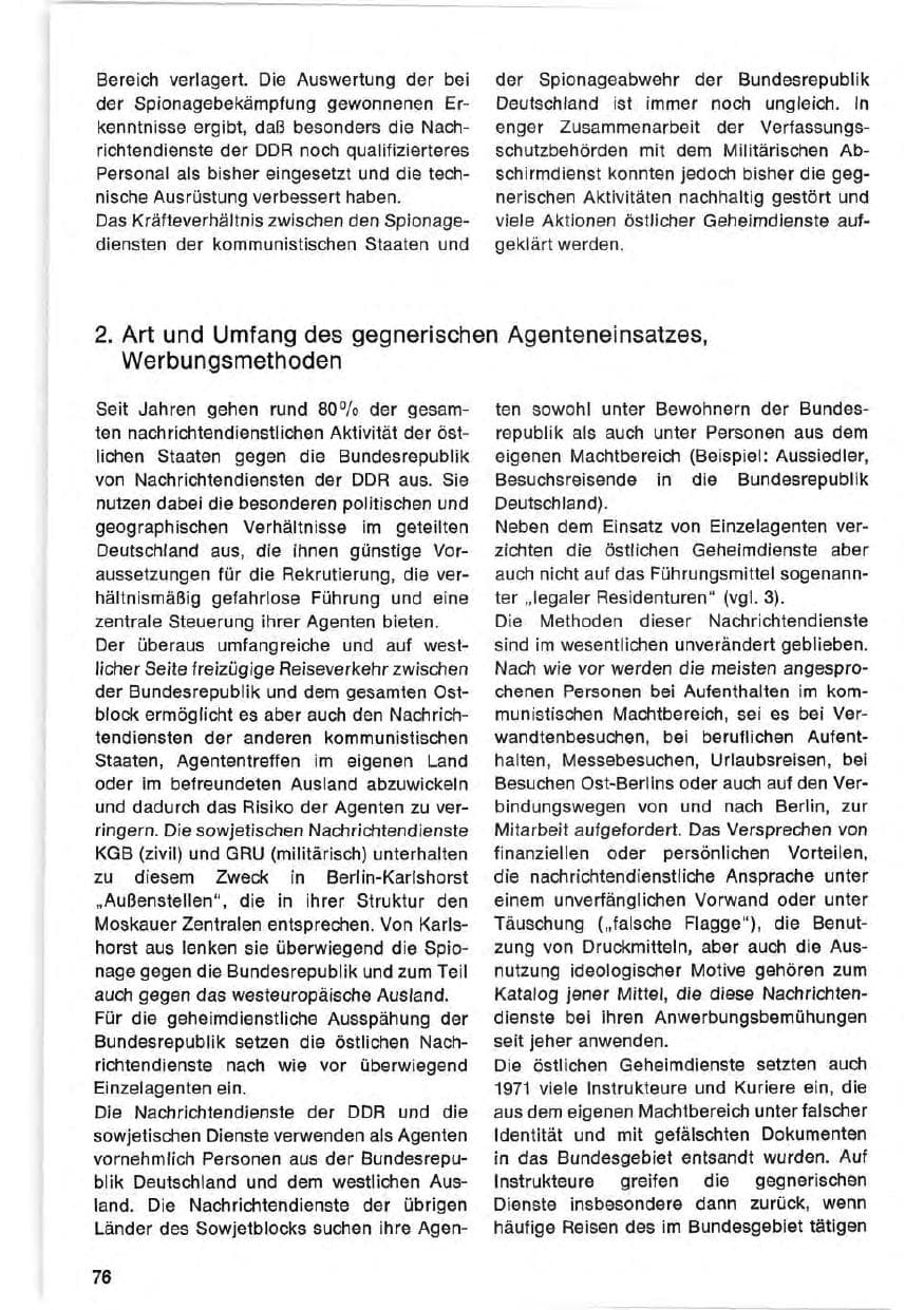 Seite 76 des Verfassungsschutzbericht 1971 Bund