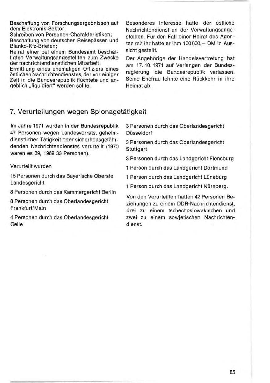 Seite 85 des Verfassungsschutzbericht 1971 Bund