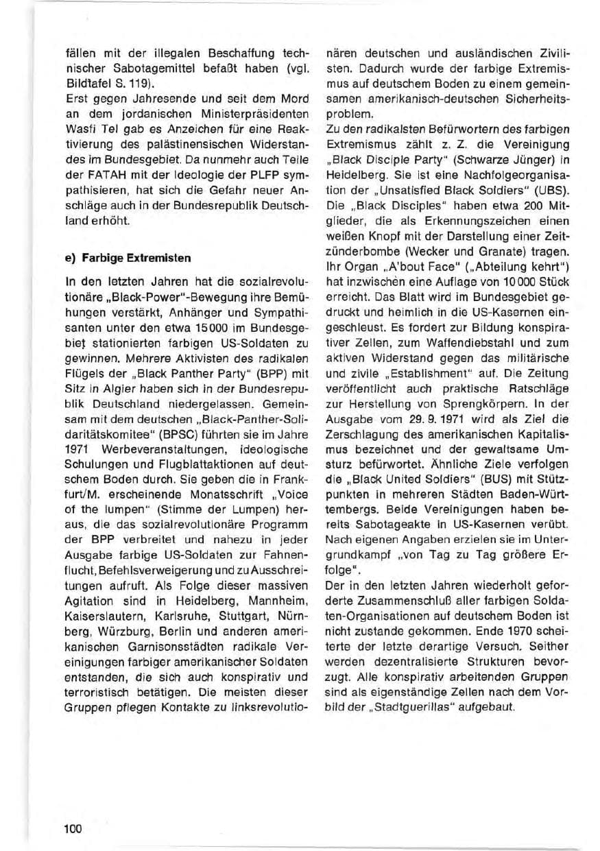 Seite 100 des Verfassungsschutzbericht 1971 Bund