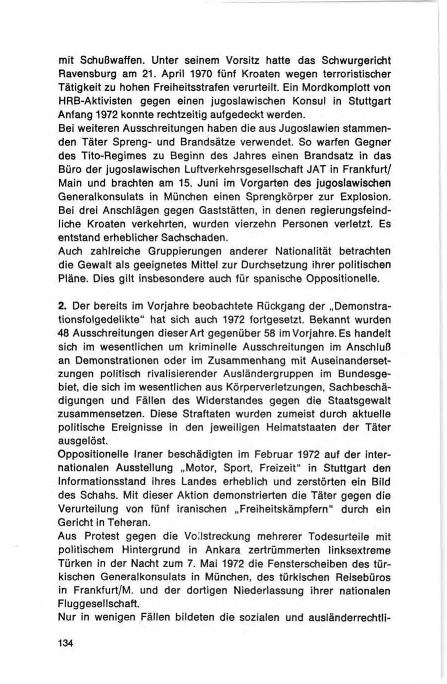 Seite 134 des Verfassungsschutzbericht 1972 Bund