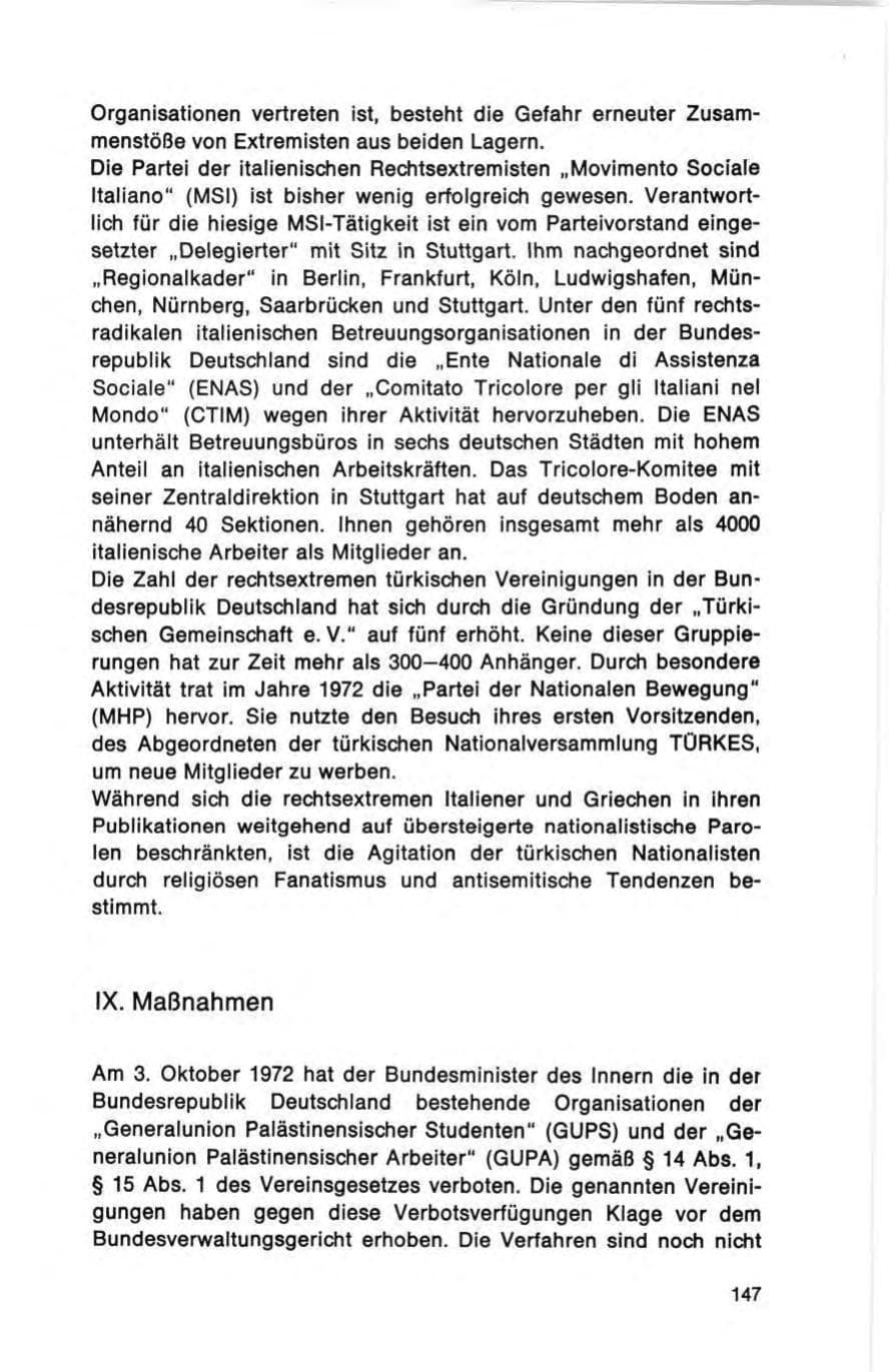 Seite 147 des Verfassungsschutzbericht 1972 Bund