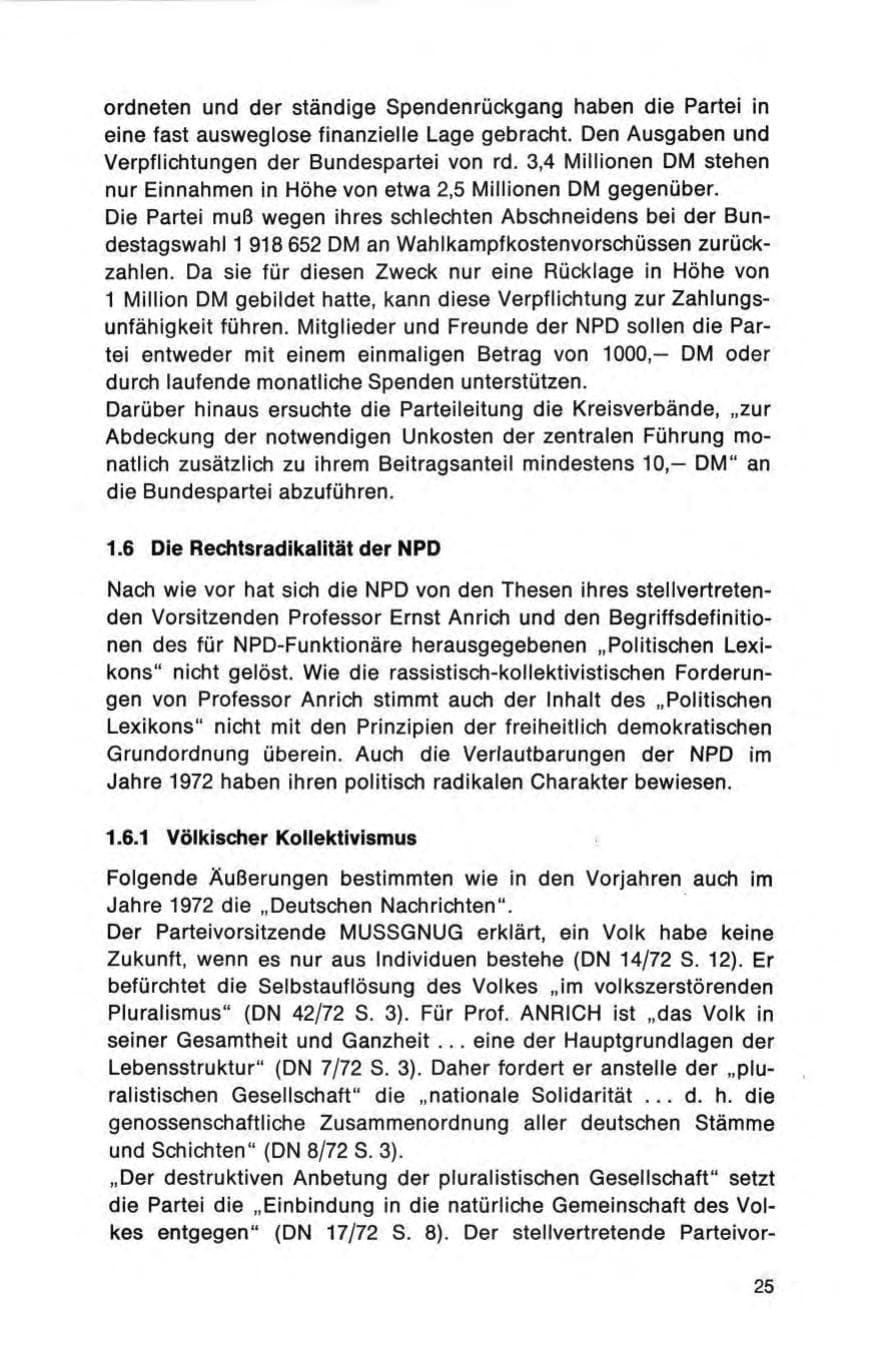 Seite 25 des Verfassungsschutzbericht 1972 Bund