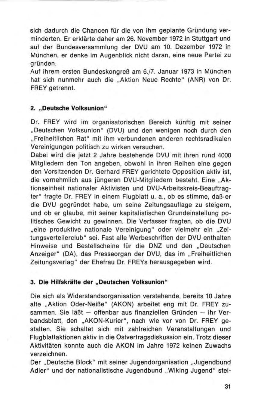 Seite 31 des Verfassungsschutzbericht 1972 Bund