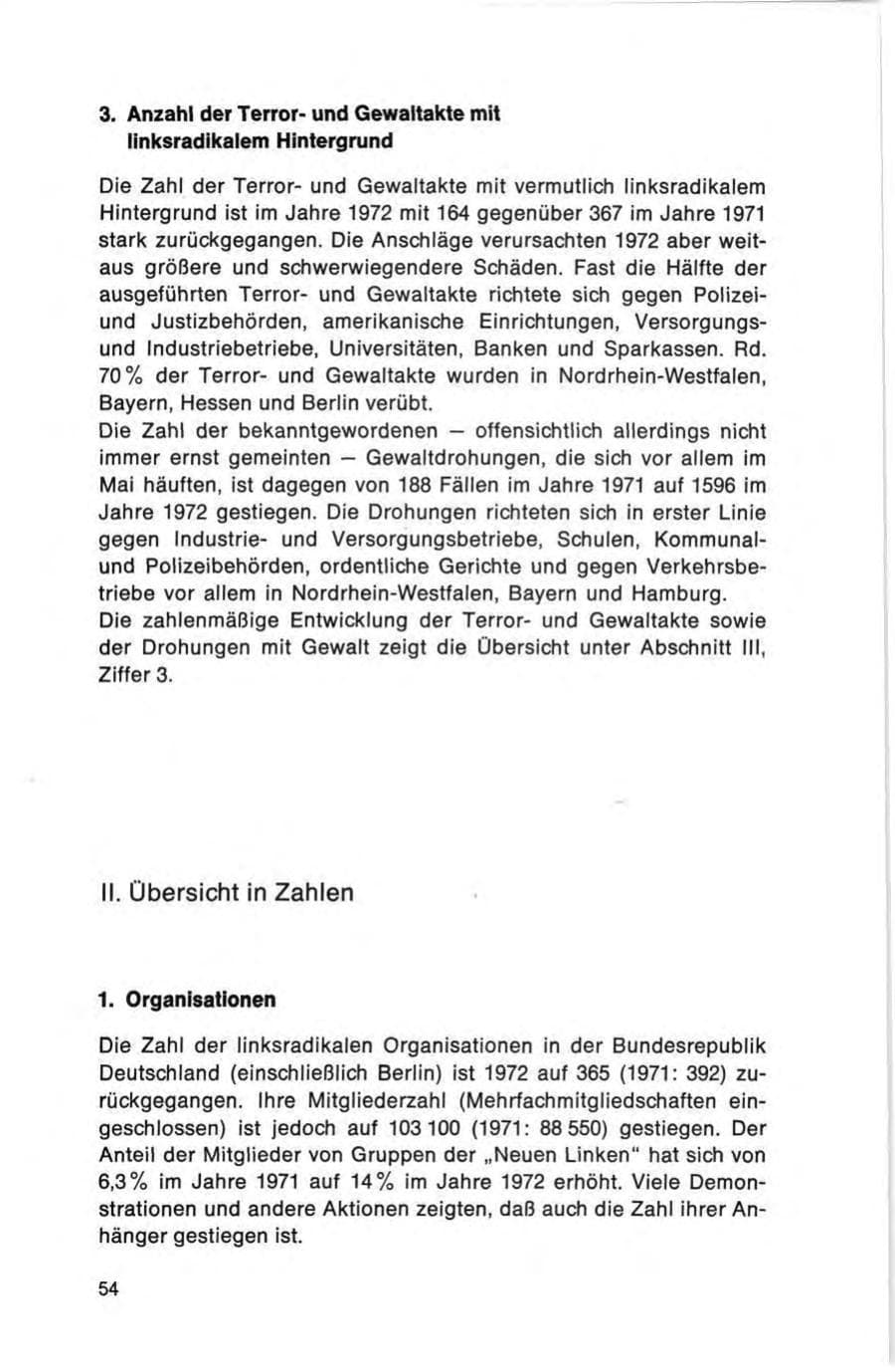 Seite 54 des Verfassungsschutzbericht 1972 Bund