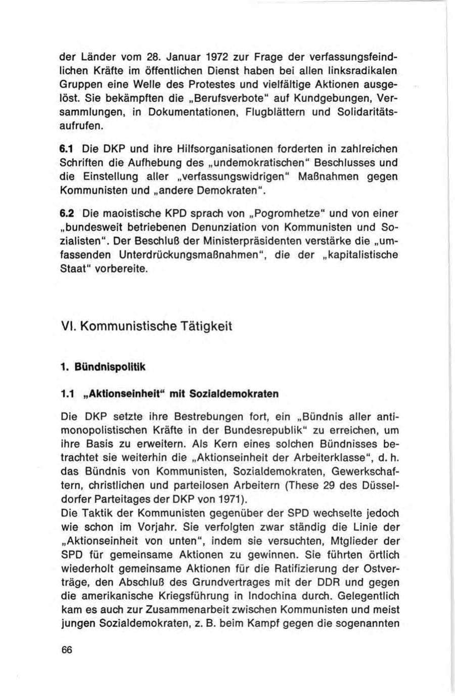 Seite 66 des Verfassungsschutzbericht 1972 Bund
