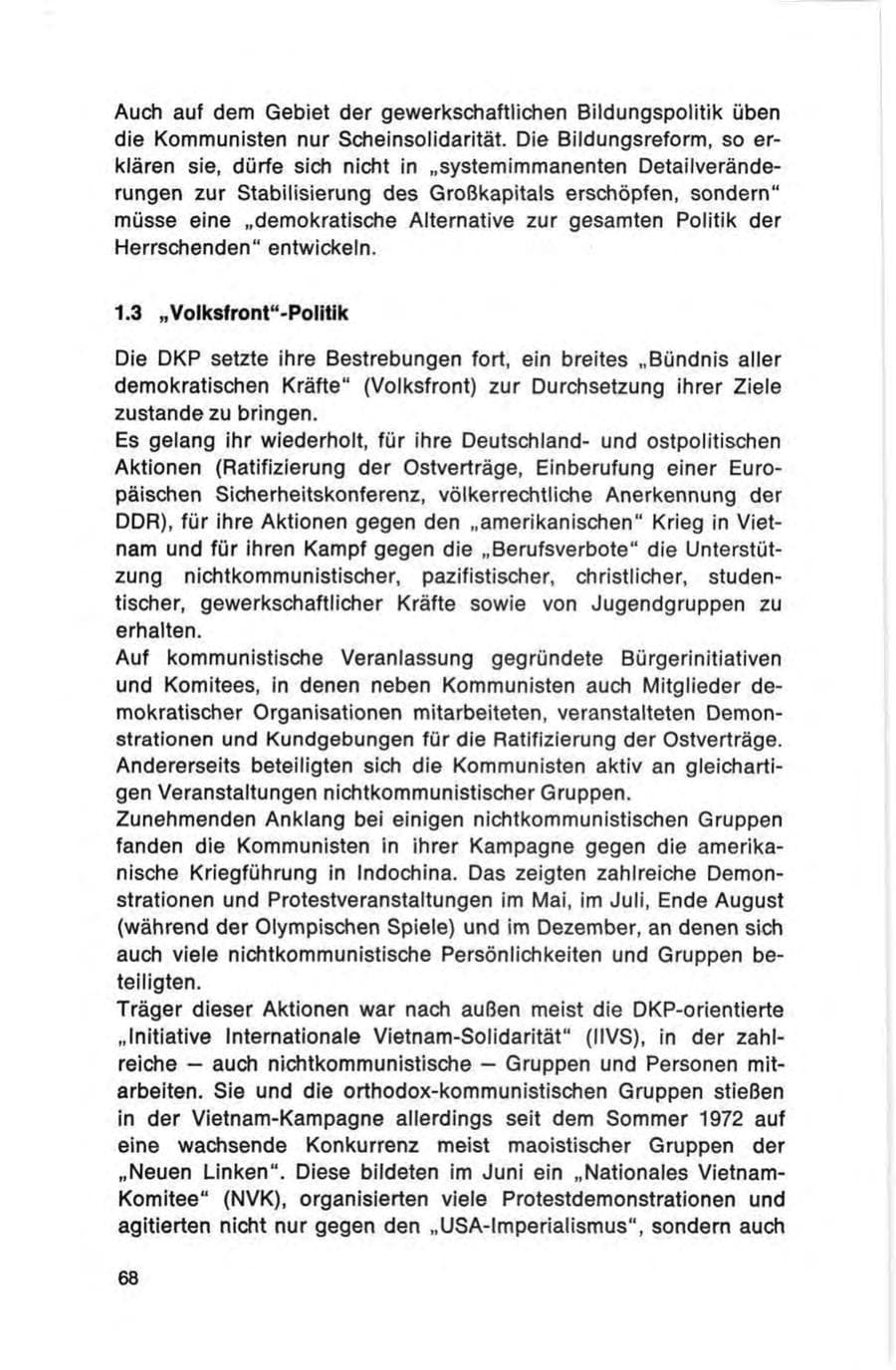 Seite 68 des Verfassungsschutzbericht 1972 Bund