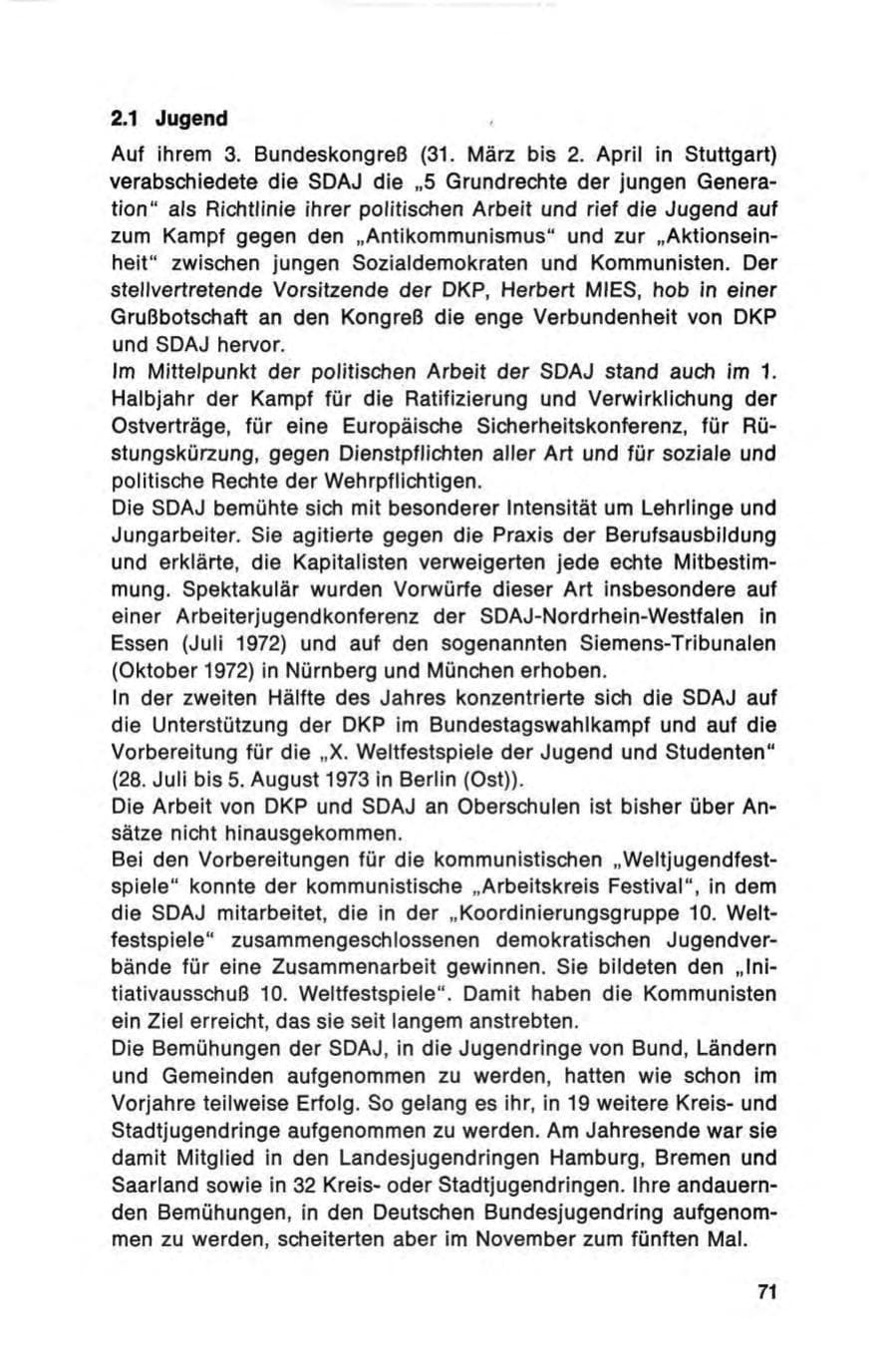 Seite 71 des Verfassungsschutzbericht 1972 Bund