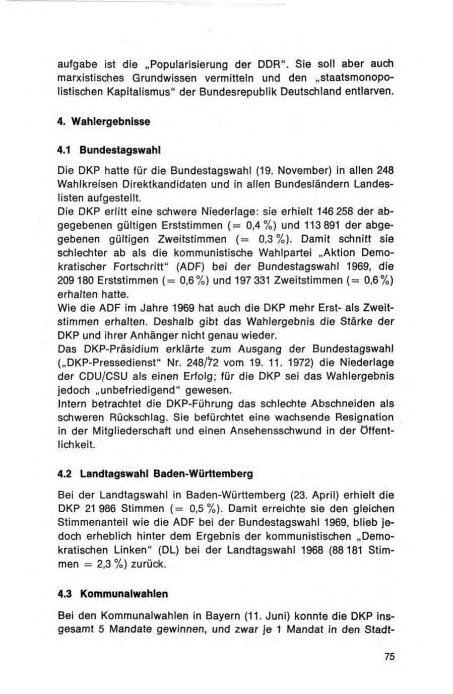 Seite 75 des Verfassungsschutzbericht 1972 Bund