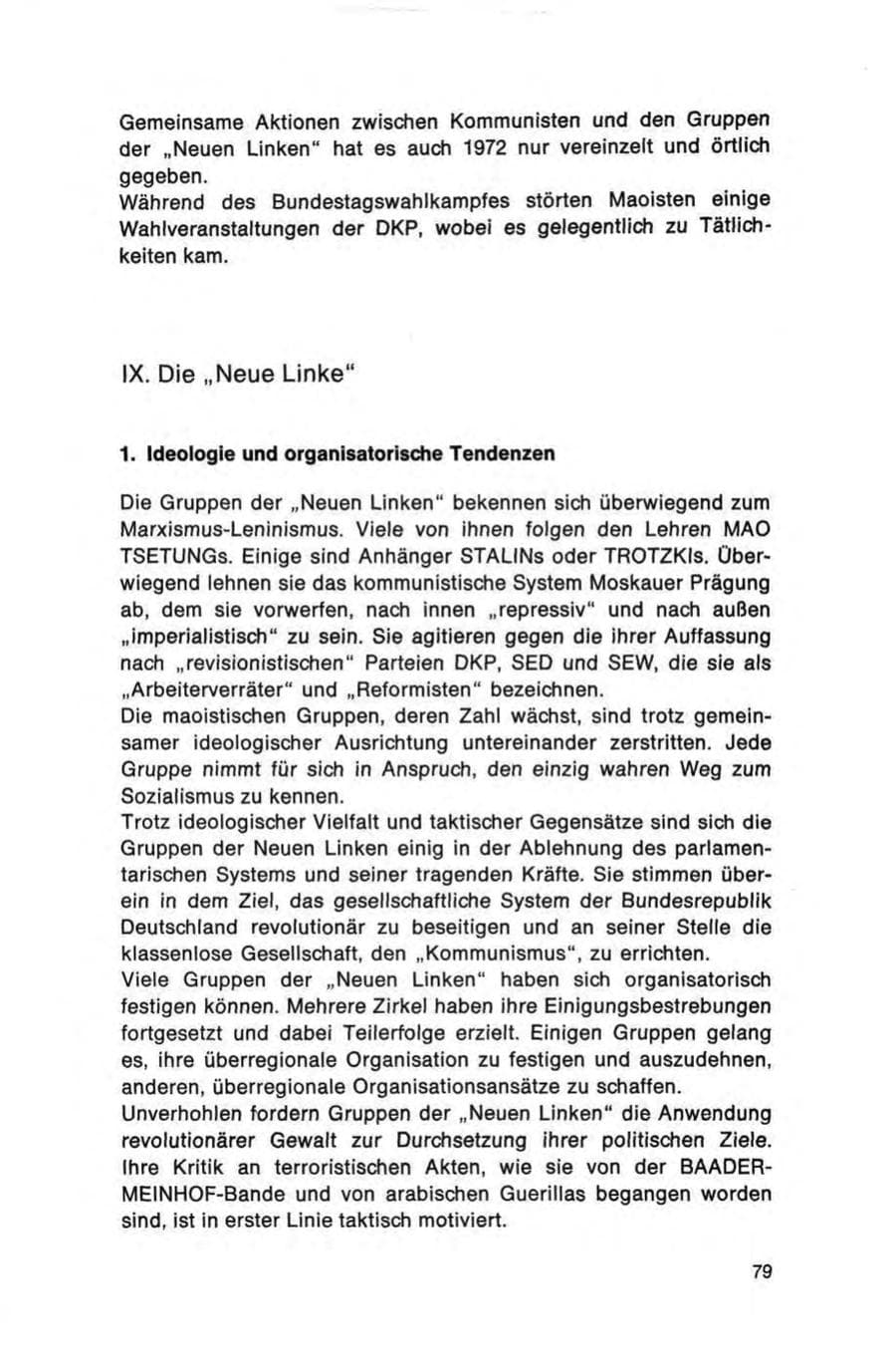 Seite 79 des Verfassungsschutzbericht 1972 Bund