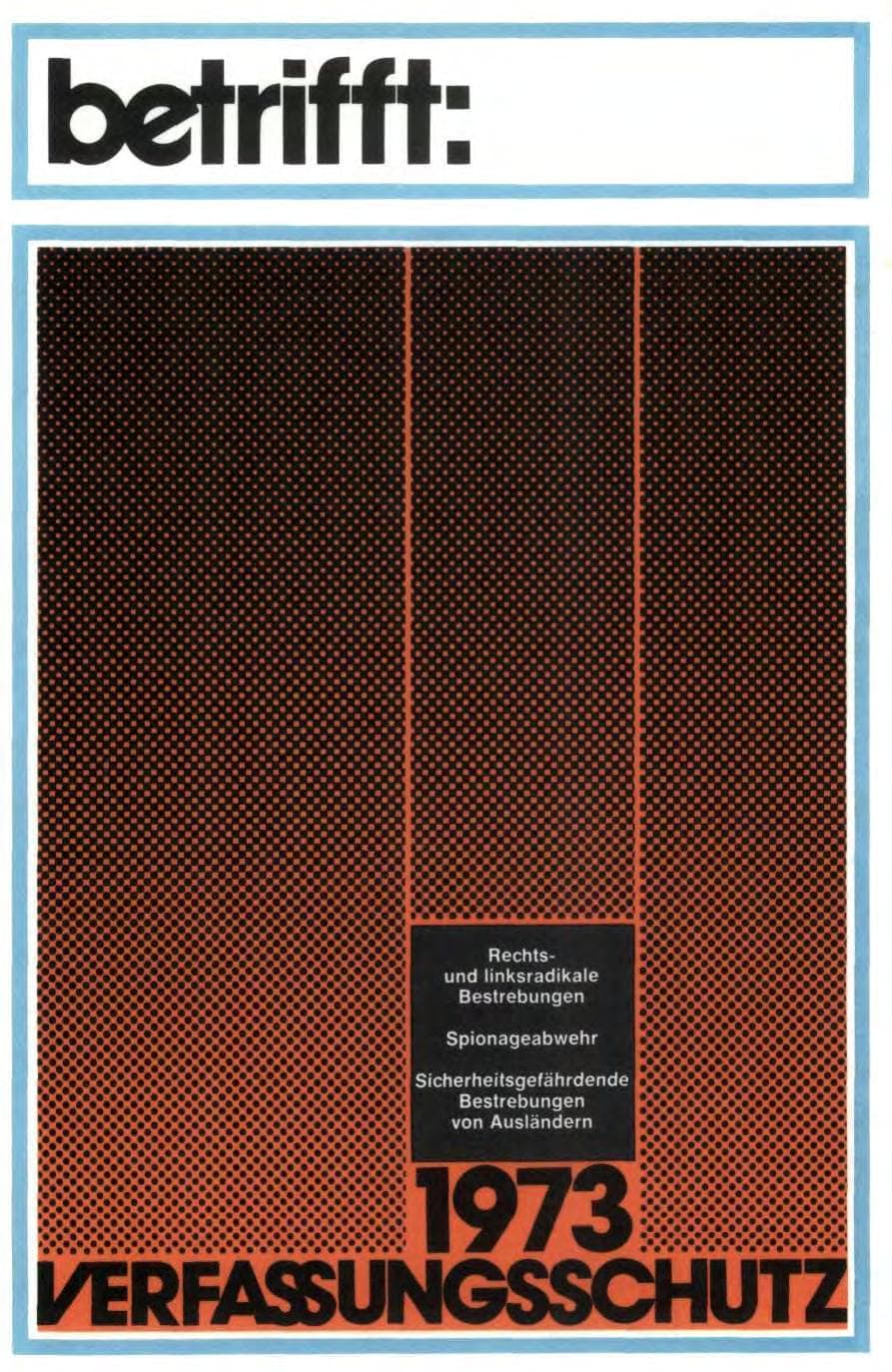 Seite 1 des Verfassungsschutzbericht 1973 Bund