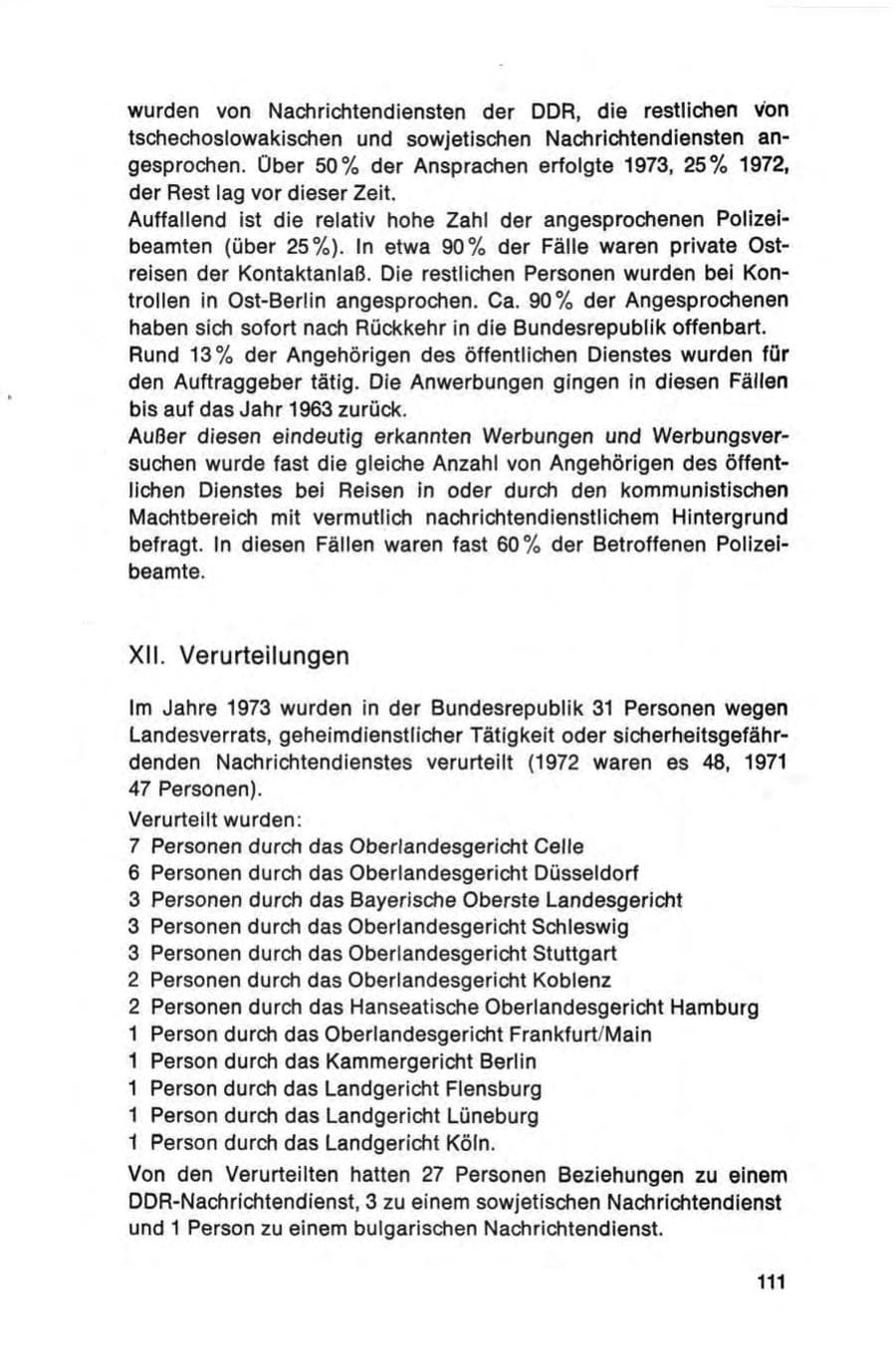 Seite 111 des Verfassungsschutzbericht 1973 Bund