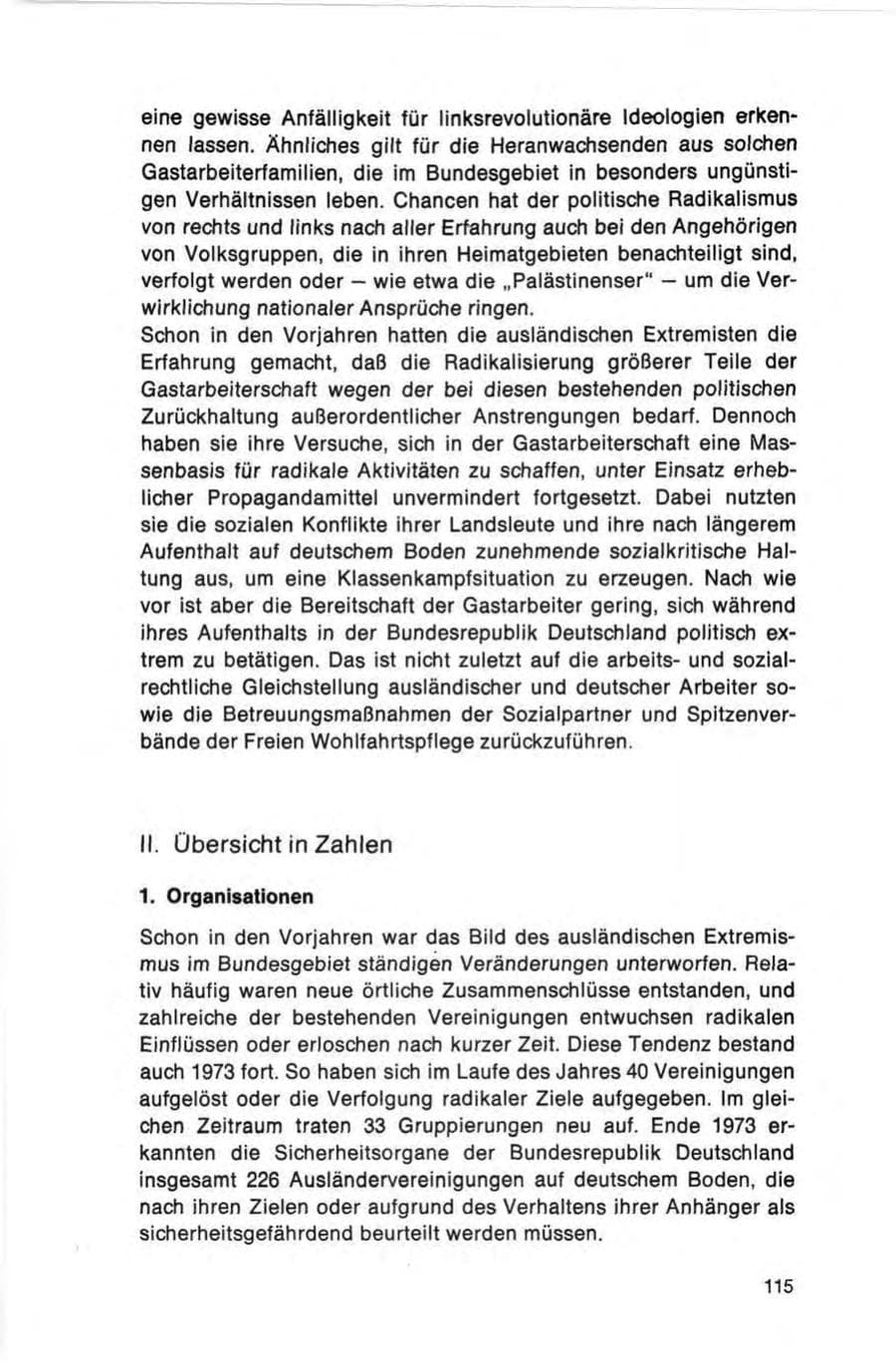 Seite 115 des Verfassungsschutzbericht 1973 Bund