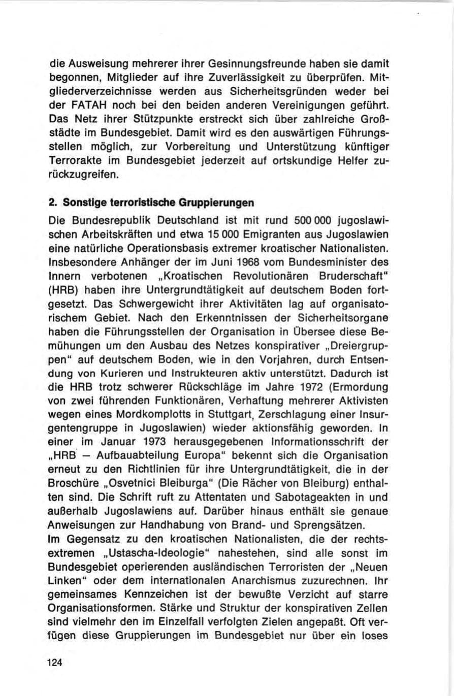 Seite 124 des Verfassungsschutzbericht 1973 Bund