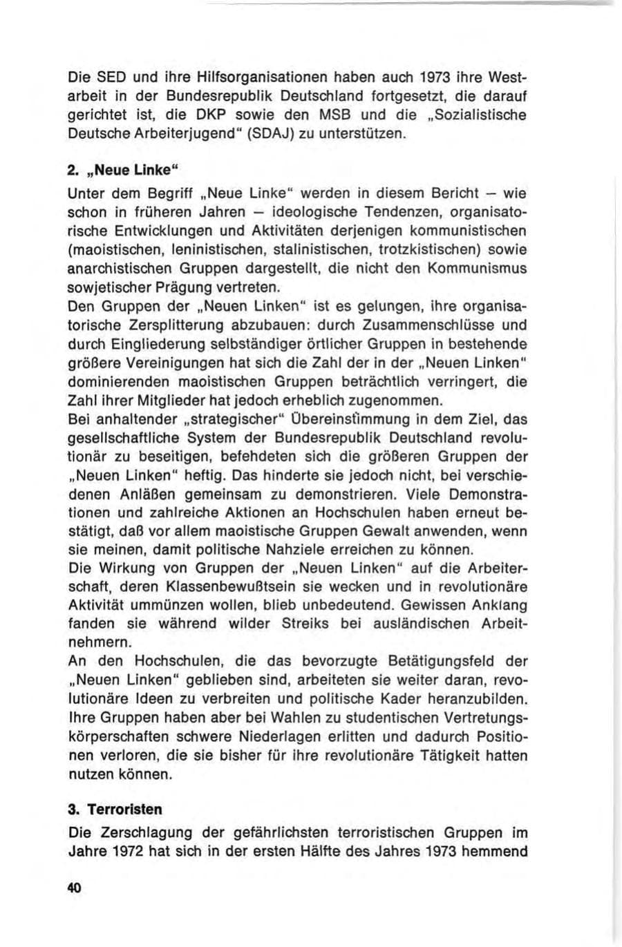 Seite 40 des Verfassungsschutzbericht 1973 Bund