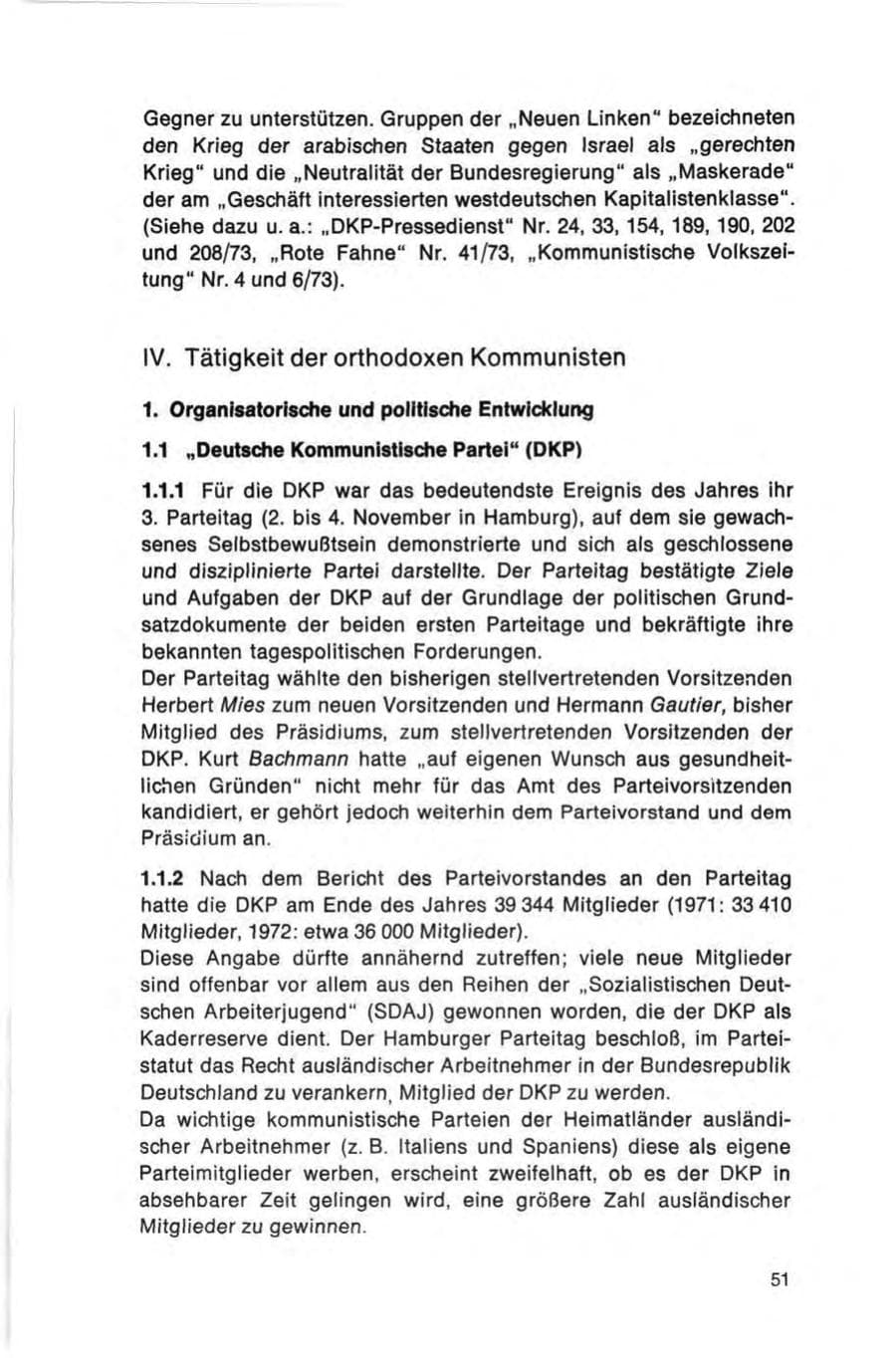 Seite 51 des Verfassungsschutzbericht 1973 Bund