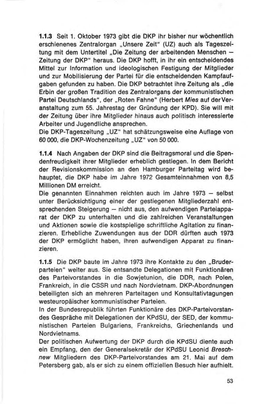 Seite 53 des Verfassungsschutzbericht 1973 Bund