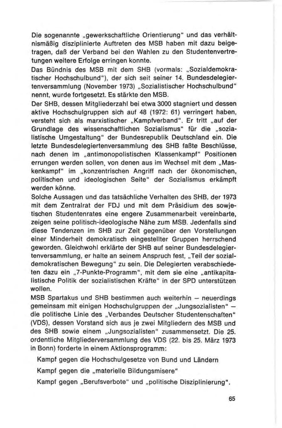Seite 65 des Verfassungsschutzbericht 1973 Bund