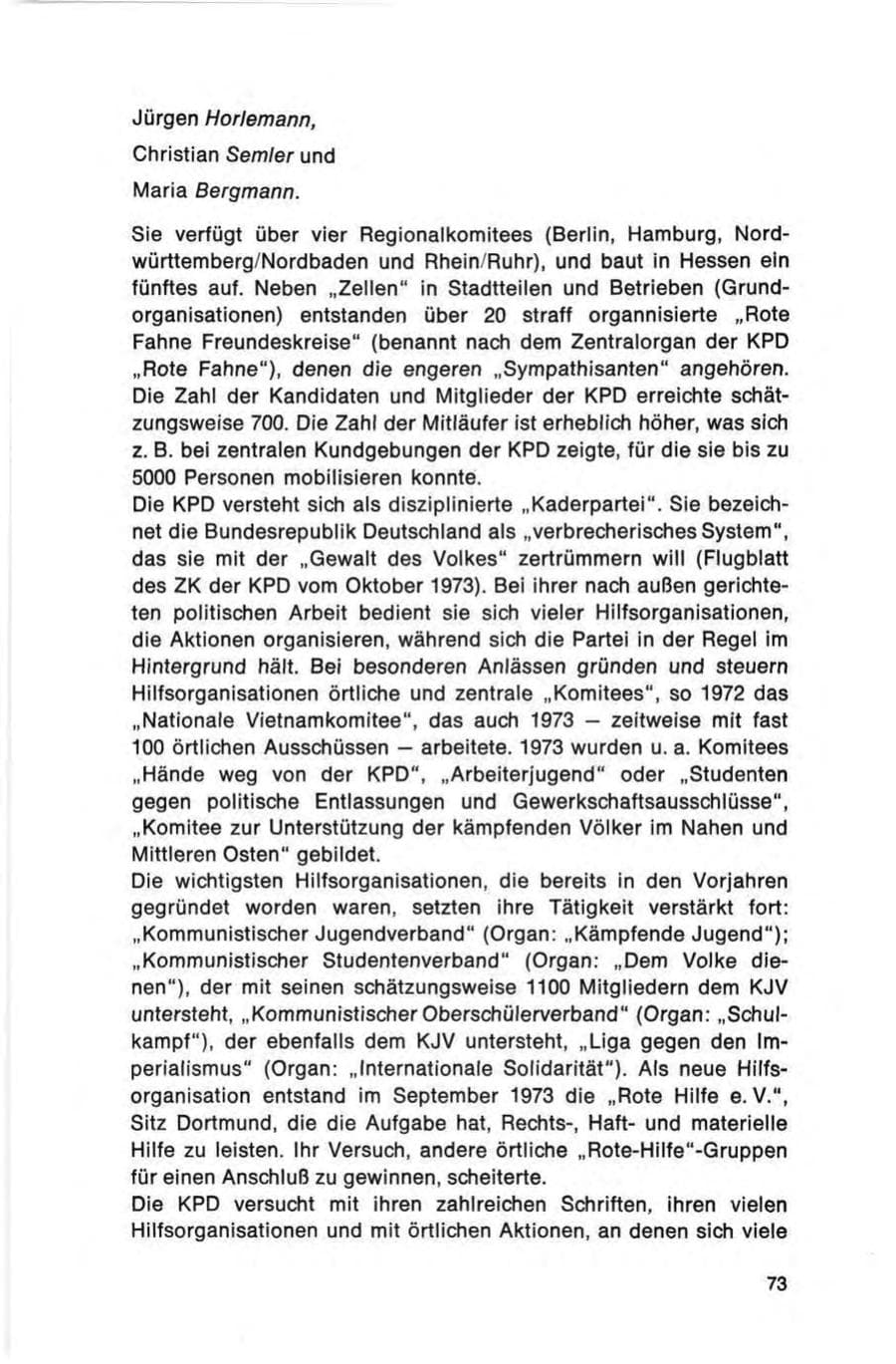 Seite 73 des Verfassungsschutzbericht 1973 Bund