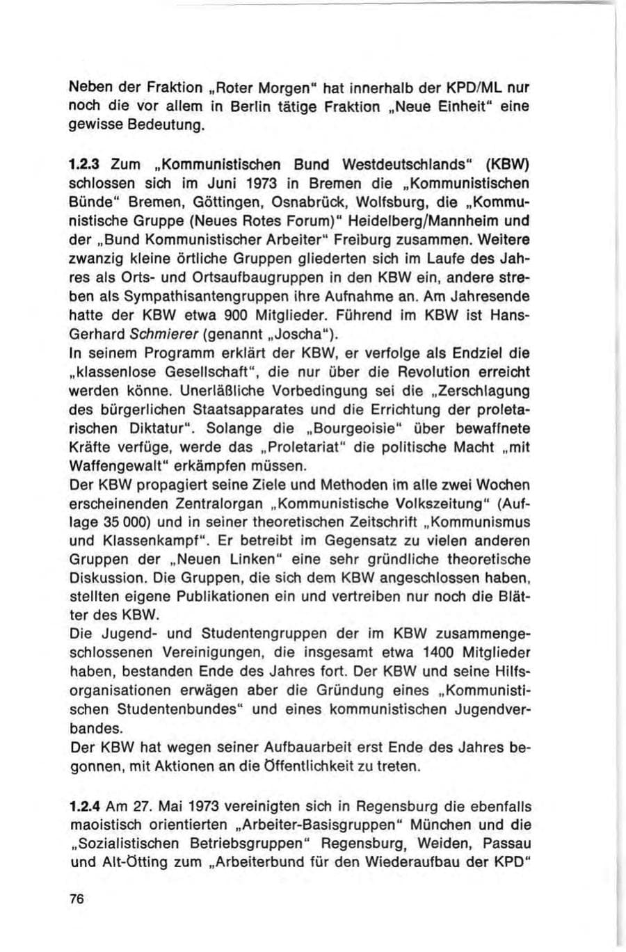 Seite 76 des Verfassungsschutzbericht 1973 Bund