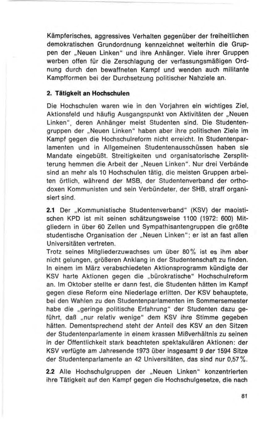Seite 81 des Verfassungsschutzbericht 1973 Bund