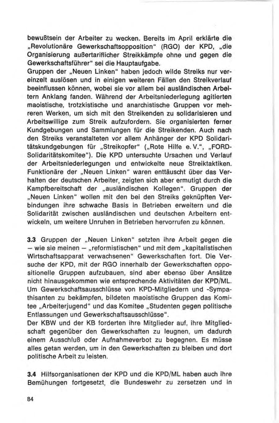 Seite 84 des Verfassungsschutzbericht 1973 Bund