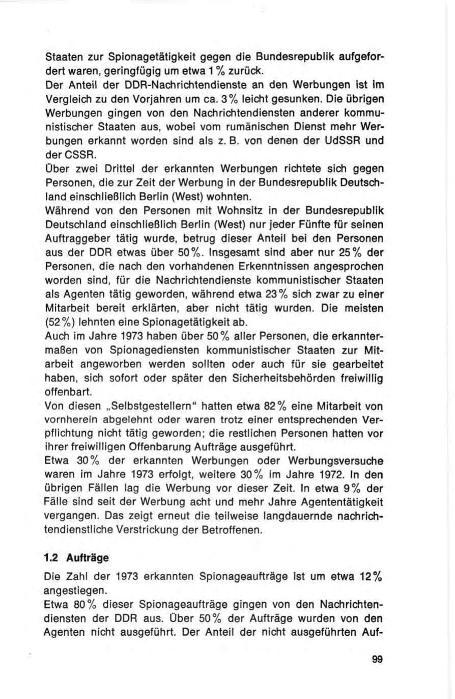 Seite 99 des Verfassungsschutzbericht 1973 Bund