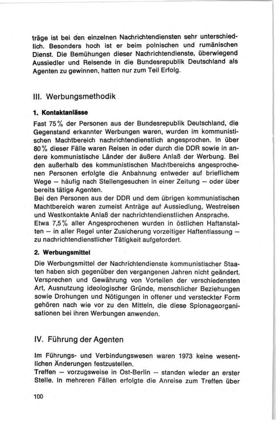 Seite 100 des Verfassungsschutzbericht 1973 Bund