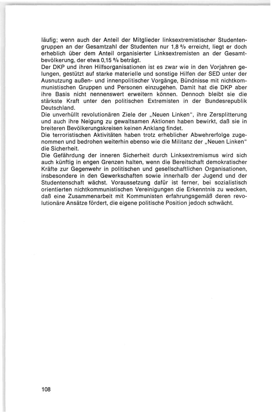 Seite 108 des Verfassungsschutzbericht 1974 Bund