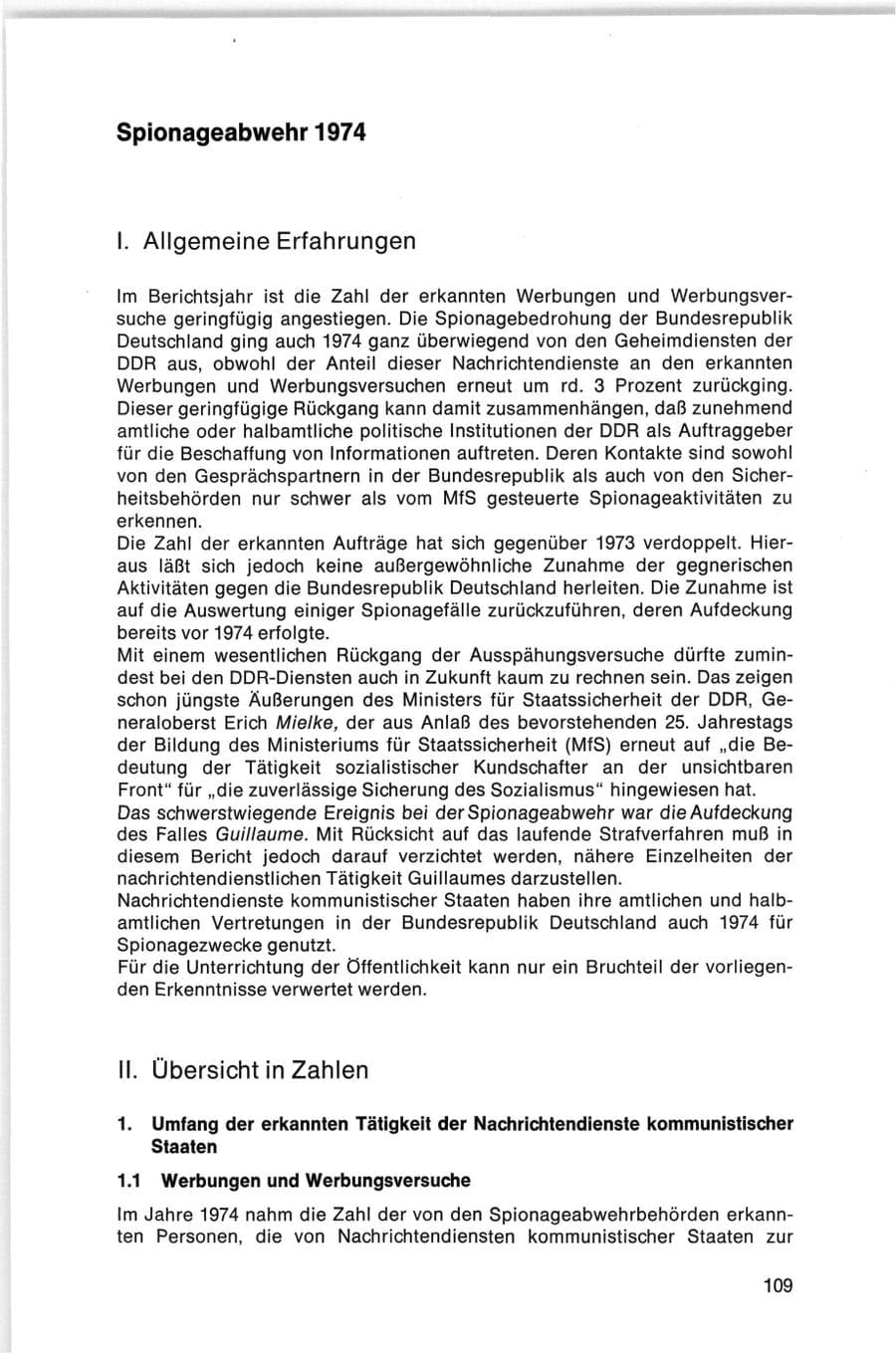 Seite 109 des Verfassungsschutzbericht 1974 Bund