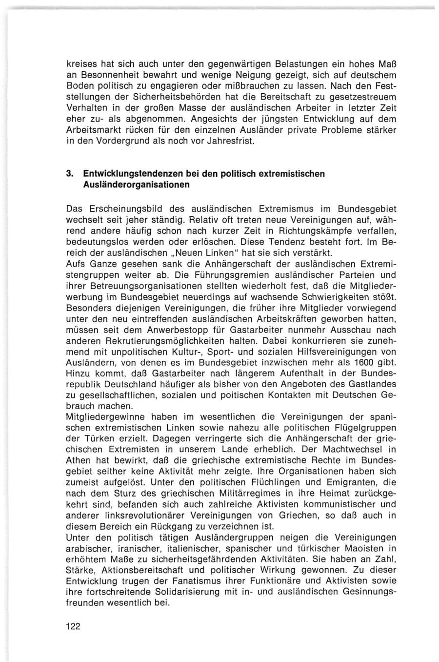 Seite 122 des Verfassungsschutzbericht 1974 Bund