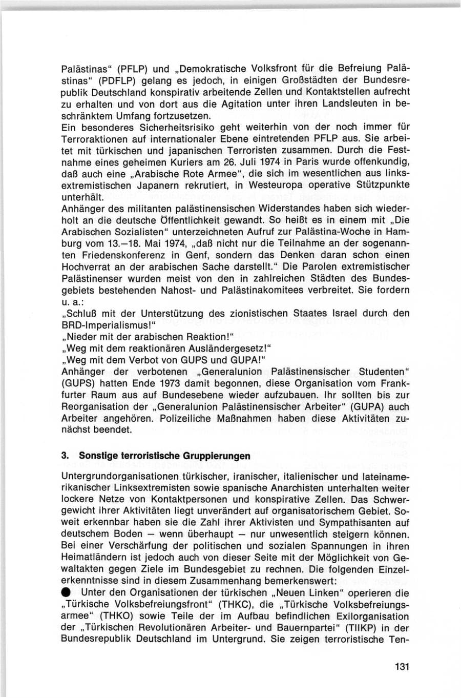 Seite 131 des Verfassungsschutzbericht 1974 Bund