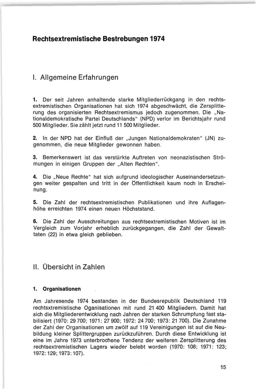 Seite 15 des Verfassungsschutzbericht 1974 Bund